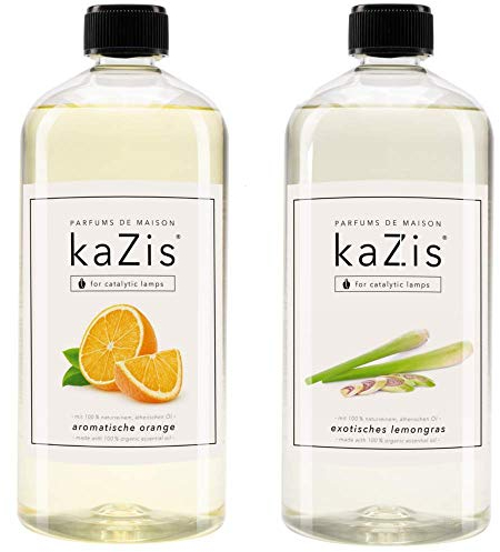KAZIS® I Aromatische Orange + Exotisches Lemongras I 2 x 1 Liter I Für Alle Katalytischen Lampen geeignet