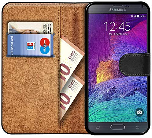 Verco Handyhülle für Galaxy Note 4 Hülle, Klapphülle für Samsung Galaxy Note 4 Tasche PU Leder Flip Case Brieftasche - Schwarz