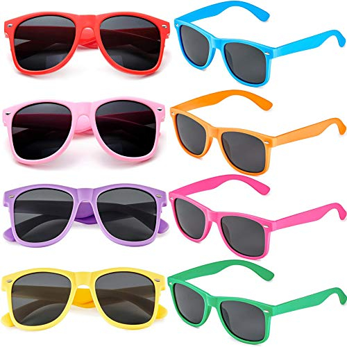 FSMILING 8 Paare Neon Party Sonnenbrille Set 80er Retro Klassisch Partybrillen Für Herren Damen(Bunten)