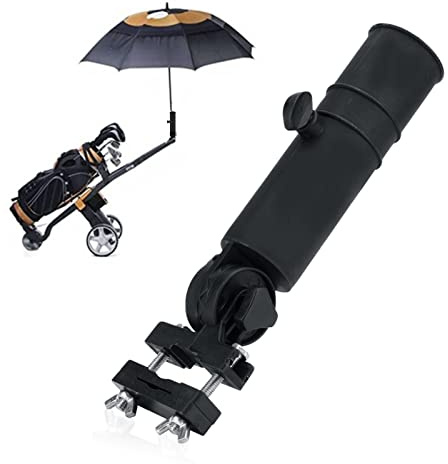 Dioche Schirmhalter, Trolley Verstellbarer Schirmständer Schwarz für Golfwagen Griffe