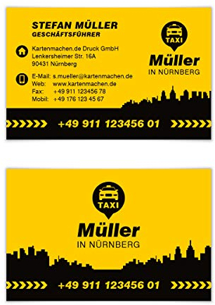 100 x Visitenkarten individuell Business Karten 300g/qm 85 x 55 mm - Taxi