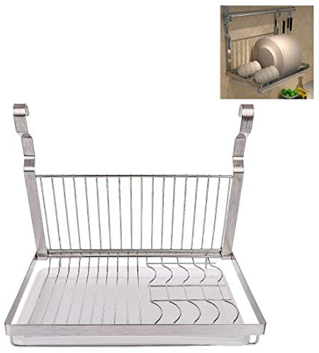 GODNECE Escurreplatos plegable de acero inoxidable