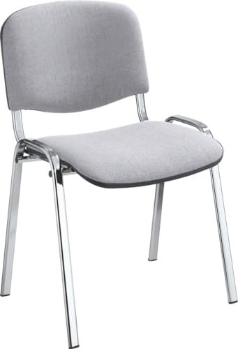 Nowy Styl Group Stapelstuhl ISO Basic, ergonomisch geformt, stapelbar, ohne Armlehnen, Gestell: Chrom, hellgrau