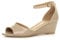 AJVANI Low mid Wedge Heel Ankle Strap Casual Evening Sandals Size 8 41 Nude Patent