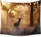 Nunbee Muster Tapisserie Wandbehäng Mandala Wald Wandteppich Wanddekoration Indisch Psychedelic Hanging Hippie Natur Beach Yoga Tischdecke Picknickdecke Strandtücher, Hirsch 1 150 * 200cm