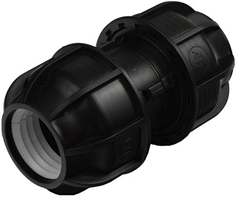 Agora-Tec Connettore per tubo in polietilene, 40 mm su 40 mm, per tubi in polietilene da 40 mm su tubo in polietilene da 40 mm, colore: nero