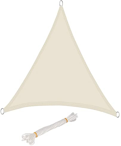 WOLTU Toldo Vela Impermeable Triangular 5x7x7 m Poliéster Protección Rayos UV Intemperie para Patio Exteriores Jardín Color Arena Crema
