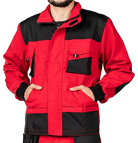 Mazalat Giubbotto da lavoro uomo, Giacca da lavoro, Doppia tasca per attrezzi da lavoro, Taglie Grandi Fino S-3XL, Giubbino da lavoro uomo. Abbigliamento da lavoro Qualita, Work jacket (XL, Rosso)