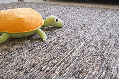 Steffensmeier Handwebteppich Laufenburg | Wolle (Schurwolle), Grau Braun Natur, handgewebt, Größe: 200x240 cm Wohnzimmer und Schlafzimmer