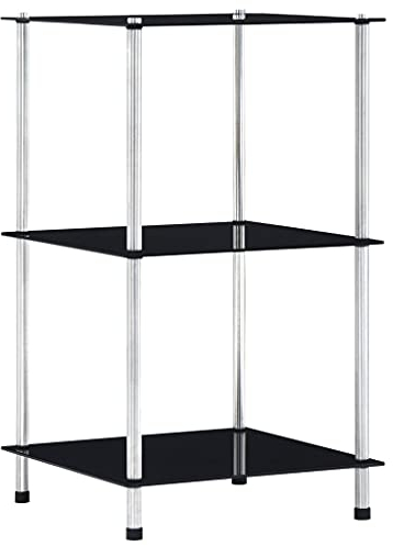 vidaXL Regal mit 3 Ablagen Vitrine Glas Glasregal Dekoregal Sammlervitrine Standregal Glasvitrine Bücherregal Vitrinenschrank Schwarz 40x40x67 cm Hartglas