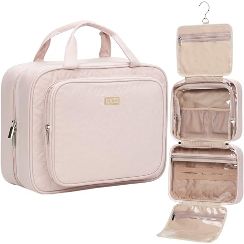 NISHEL Reise-Kulturbeutel für Damen, großes Fassungsvermögen, Make-up-Essential-Organizer, Hängetasche, für Accessoires, Kosmetik, Rosa