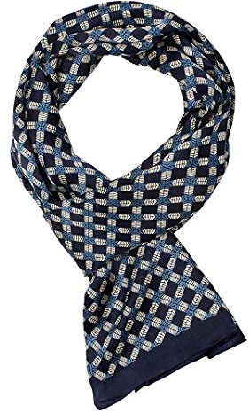 UK_Stone Halstuch Herren 100% Seide Schal Vintage Pattern Seidenschal Herrenschal, (Kariert Pattern Dunkelblau)