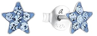 Amor Ohrstecker 925 Sterling Silber Mädchen Kinder Ohrschmuck, mit Kristallglas, 0,6 cm, Silber, Stern, Kommt in Schmuck Geschenk Box, 2036524