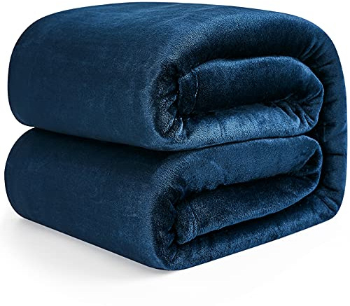 EHEYCIGA Coperta Pile Matrimoniale, Plaid Letto Coperte Pile di Flanella Calda Morbida, Queen 220x240 Blu Navy