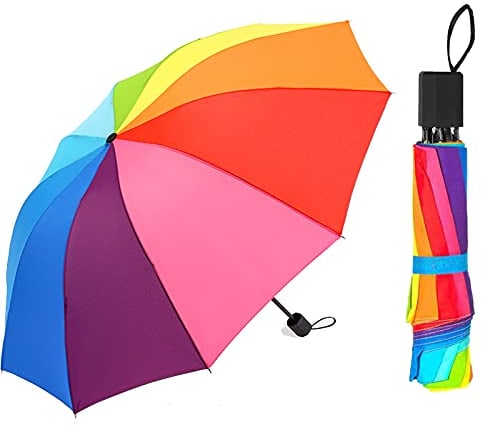 LEXISONG-Zgr Mehrfarbiger faltbarer Regenschirm, bruchsicher, zusammenklappbar, robust, winddicht, zum Schutz vor Regen, Wind und Sonne, Unisex-und bunte Faltschirme.