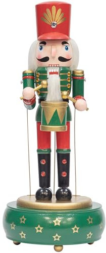 KI Store Spieldose Skulptur nussknacker Figur Grün 32cm Handgemalte Schlagzeuger Nußknacker Musikdosen, spieluhr, Spieluhren, musikbox, Musikspieldose für Weihnachten, Desktop Kleine Geschenk