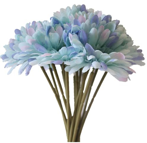 UICerland 15 Stück Künstliche Blumen Seiden Gänseblümchen Blumen gefälschte Gerbera Blumen für Blumensträuße für Hochzeit Partei Tischaufsätze Blumenarrangement Heim Küche Dekor DIY (Blau)