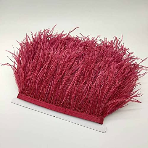 Großhandel 10 Yard Straußenfeder Trim Fringe Federband 10-15CM / 4-6 Zoll Breite Nähen Handwerk Kostüme Dekoration-Weinrot,10Yards