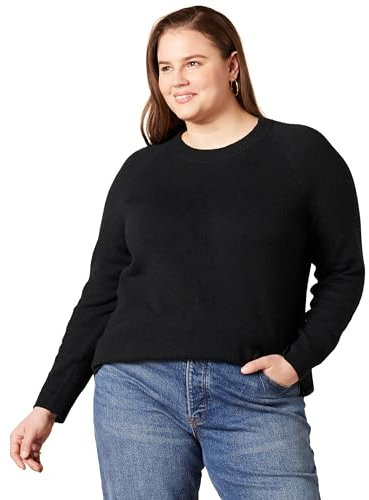 Amazon Essentials Women's Classic-Fit Soft Touch Long-Sleeve Crewneck Jumper (Available in Plus Size), Black, XL Plus