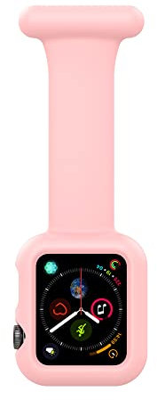 Makzib Fob for Apple Watch for Nurses Doctors Healthcare Paramedics, Silicone Pin Fob, 2 in 1 Infection Control Design Compatible with iwatch Series 7, 6, SE,5,4,3,2,1 (38/40/41mm, Pink)