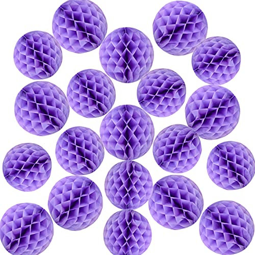YLY's love Papier Wabenball Dekoration 20 Stück 10cm 15cm Honeycomb Balls Pompom Deko zum Aufhängen Dekor für Geburtstag Hochzeitsfest Party Brautduschen Wohnungdeko (10cm,15cm-Violett)