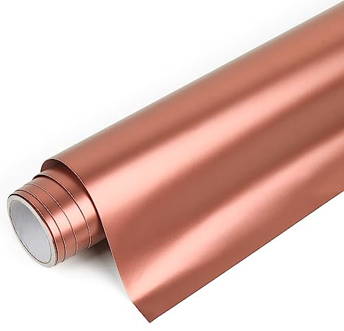 IModeur Rose Gold Permanent Vinyl Roll, 30.5 x 125 cm (12'' x 4 Ft) Permanent Adhesive Vinyl for Cup, Cricut Vinyl for Birthday Gift, Party Ornaments, Home Decor