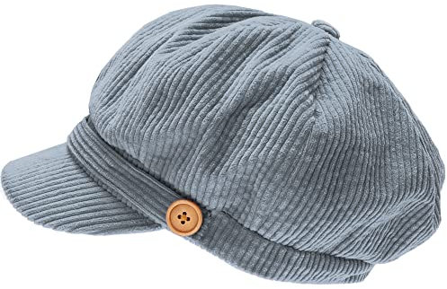 MIRMARU Damen Klassische Visier Baker Boy Cap Newsboy Cabbie Winter Gemütliche Mütze mit Komfort Elastic Back, Cord, Dusty Blue, Einheitsgröße-M