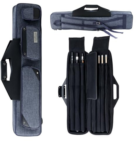 KONLLEN Funda para tacos de billar Oxford de 3 x 4 pulgadas, con capacidad para 3 colillas y 4 ejes, fundas de transporte de gran capacidad con accesorios para tacos de billar, Funda actualizada,