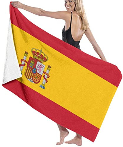 Lawenp Toalla de baño con Bandera de España, Toalla de Playa, Toallas de Piscina Grandes, Toallas de baño Suaves y de Secado rápido Altamente absorbentes
