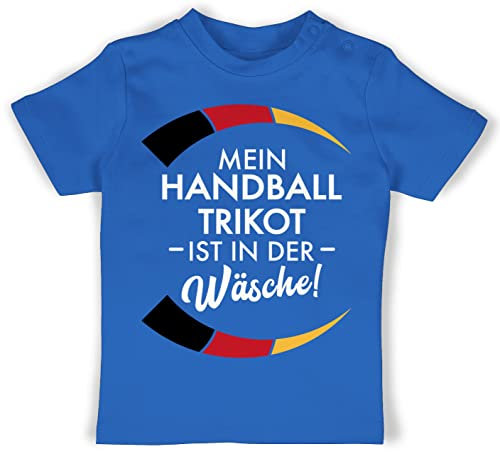 Baby T-Shirt Mädchen Jungen - 2024 - Mein Handball Trikot ist in der Wäsche - Handball WM EM Witzig Spruch Lustig Trikot Ersatz - 3/6 Monate - Royalblau - Handball+sprüche Shirt 2022 Ball
