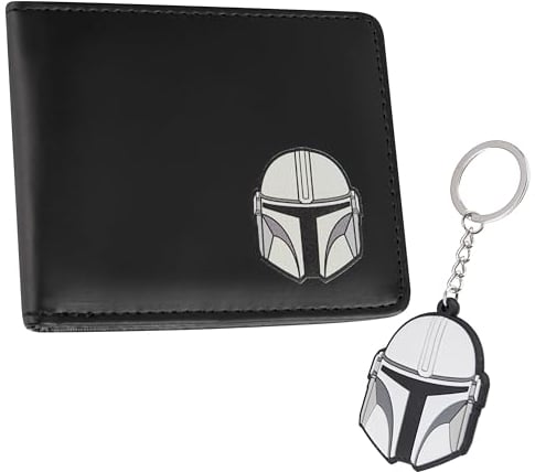 Disney The Mandalorian Geldbeutel mit Schlüsselanhänger - Portemonnaie Herren mit Kartenfächern und klarem ID-Fach