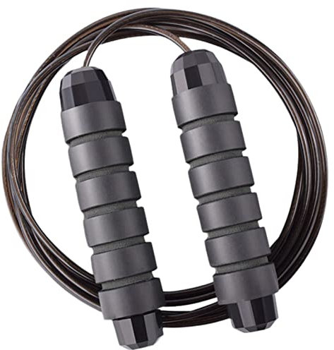 ONEGlobal Steel Reinforced Skipping Rope for Adults | Adjustable Tangle-Free Jump Rope with Comfortable Non-Slip EVA Foam Handle for Workouts, Boxing Exercises (Black)