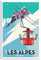 RONGCHENG Alpen Ski Kabelauto Vintage Reise Poster Leinwand Kunst Zuhause Zimmer Wanddekoration Bild Poster Druck Gemälde Geschenk Poster