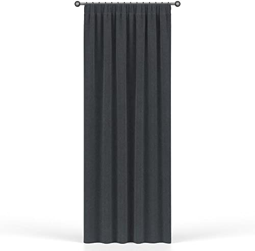 Cotton Market Velours Gardinen 250x140 cm - Vorhänge für Fenster und Balkontür - Vorhang für das Haus mit Ösen - Vorhang Blickdicht - Gardinen Stange Curtains - Verdunkelungsvorhang - Dunkelgrau