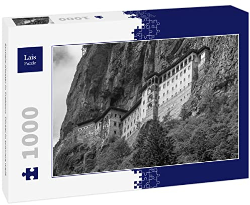 Lais Puzzle Sumela-Kloster in Trabzon, Türkei in schwarz weiß 1000 Teile