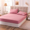 FCLDESHOP Soft Bedding,Brushed Fiber Fabric Extra Deep Pocket Fitted Sheet, Bedroom Hotel Homestay Solid Color Non-slip Mattress Topper,rose Red,QUEEN 152x203x35cm