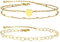 FLHEART Gold Herz Fußkettchen für Frauen - 2 Pcs Wasserfest Herzkette und Doppel Fußkette mit Kugeln für Damen Mädchen Verstellbar Sommer Strand Sandale Barfuß Fußkettchen Schmuck Geschenke