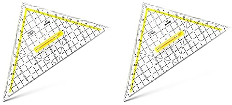 Aristo 1650/3 TZ-Dreieck mit abnehmbarem Griff (Hypotenuse 22,5 cm, Tuschenoppen, Facette an Hypotenuse, Plexiglas mit Tiefenprägung, Made in Austria) transparent (Packung mit 2)