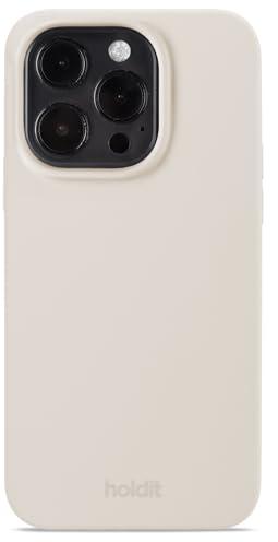 holdit Silikonhülle iPhone 15 Pro - 0,8mm Ultra dünn Handyhülle Silikon - Trendy Slim Silicone case mit Voller Schutz (erhöhte Kante für Kameraschutz) - Light Beige