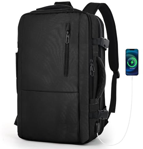 TAN.TOMI Reiserucksack Herren Damen, Handgepäck Carry on Kabinenrucksack für Weekender, Anti-Theft Laptop Rucksack Travel Business Work Laptop Bag Lightweight Schulrucksack