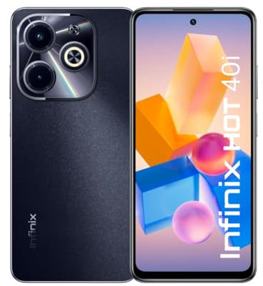 Infinix Hot 40i (RAM: 8+8GB, ROM: 256GB), pantalla HD+ de 6.6 pulgadas, cámara trasera dual AI de 50 MP, cámara frontal transparente de 32 MP, batería de 5000 mAh con carga rápida de 18 W, color negro