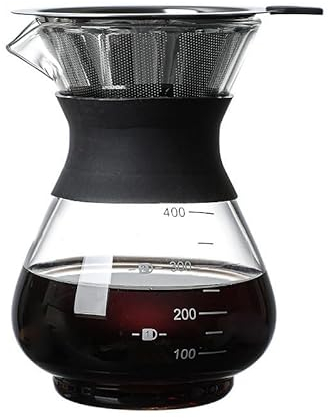 PIQIUQIU Cafetera de Taza Invertida 400 ml, cafetera de Vidrio Goteo Manual cafetera Goteo Manual cafetera Goteo Manual Filtro de Acero Inoxidable