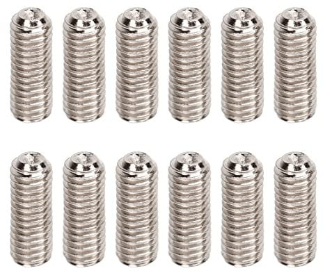Greensen Guitar Bridge Saddle Screws 12Pcs Fine Tuning Screw for Stratocaster Telecaster Guitar Replacement Accessories (Silver)