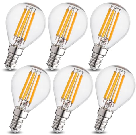 Wesome Lighting E14 LED Glühbirne Tropfenform P45/G45, 4W 640LM, Warmweiß 3000K, Retro-Design, 360° Abstrahlwinkel, Energieeffizienzklasse C, Nicht Dimmbar (6 Stück)