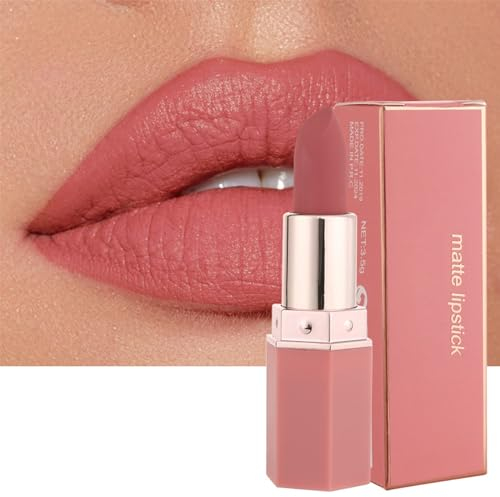 EONFAVE Rossetto opaco, Rossetto Altamente pigmentato Idratante Lipstick, lunga durata liscia e liscia consistenza fine opaca, rossetto rosa satinato, finitura satinata, balsamo per le labbra (1, 01