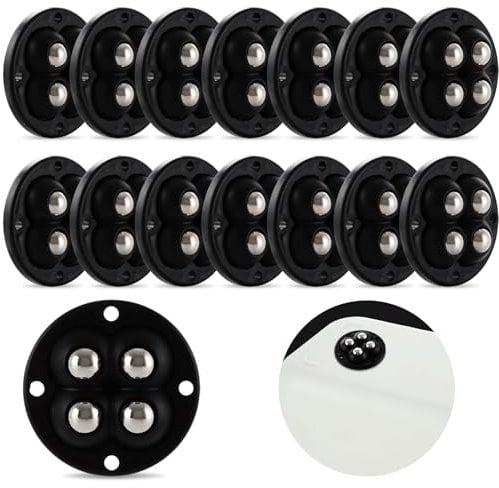 YOUNTHYE 24PCS Caster Wheels Self Adhesive Wheels for Furniture, Mini Caster Wheels Black Swivel Casters 360°Rotation Universal Small Wheels for Kitchen Appliance, Trash Cans, Storage Box