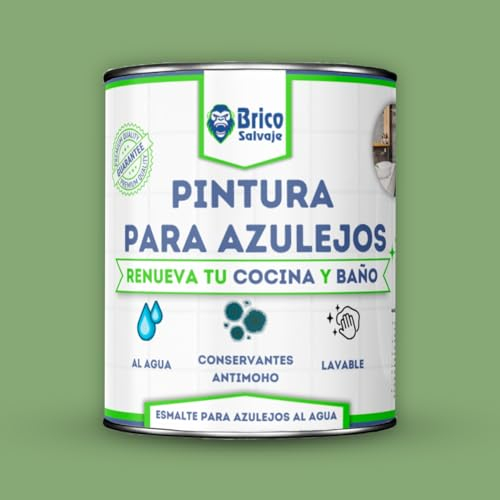 BRICOSALVAJE Peinture satinée pour carrelage cuisine et bain | sans apprêt | lavable | grande dureté (sauge, 750 ml)