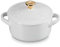 Le Creuset Stoneware Holly Collection Mini Round Cocotte, 8 Oz, White with Gold Knob