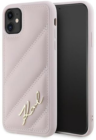 CG Mobile Karl Lagerfeld KLHCN61PQDSMGP Hülle für iPhone 11 / Xr 6.1 Rosa hardcase Diagonal Quilted Script