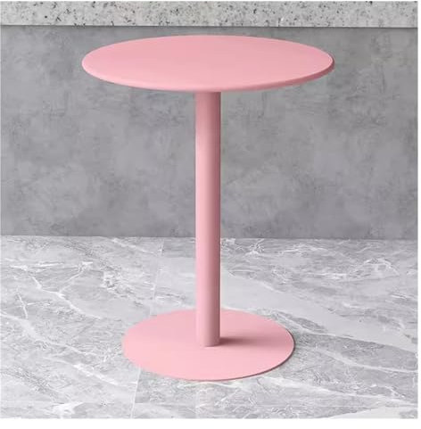 Petite table de salle à manger ronde en métal pour patio, table de bistrot pour canapé, table basse, table à thé, table de bar, table de dessert, table de négociation, couleur rose, 40,5 x 40,5 x 62